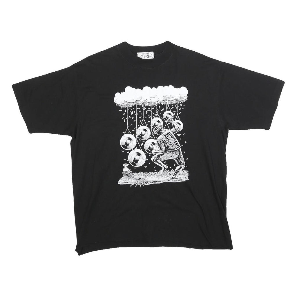 NOE'S ARK Mens Black Graphic T-Shirt M Short Sleeve Crew Neck Unique Print