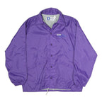 DUNBROOKE Mens Purple Nylon Coach Jacket L Button Plain Lightweight Outerwear