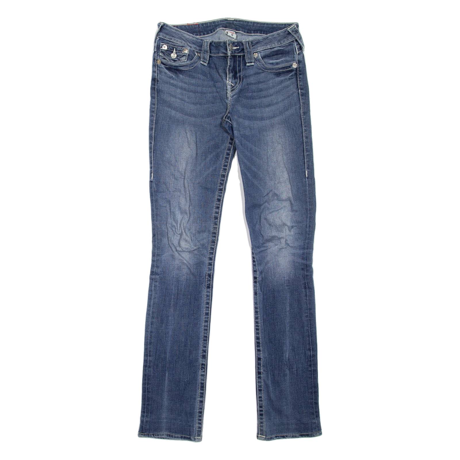 TRUE RELIGION Womens Jeans Blue Slim Straight Stone Wash W25 L32