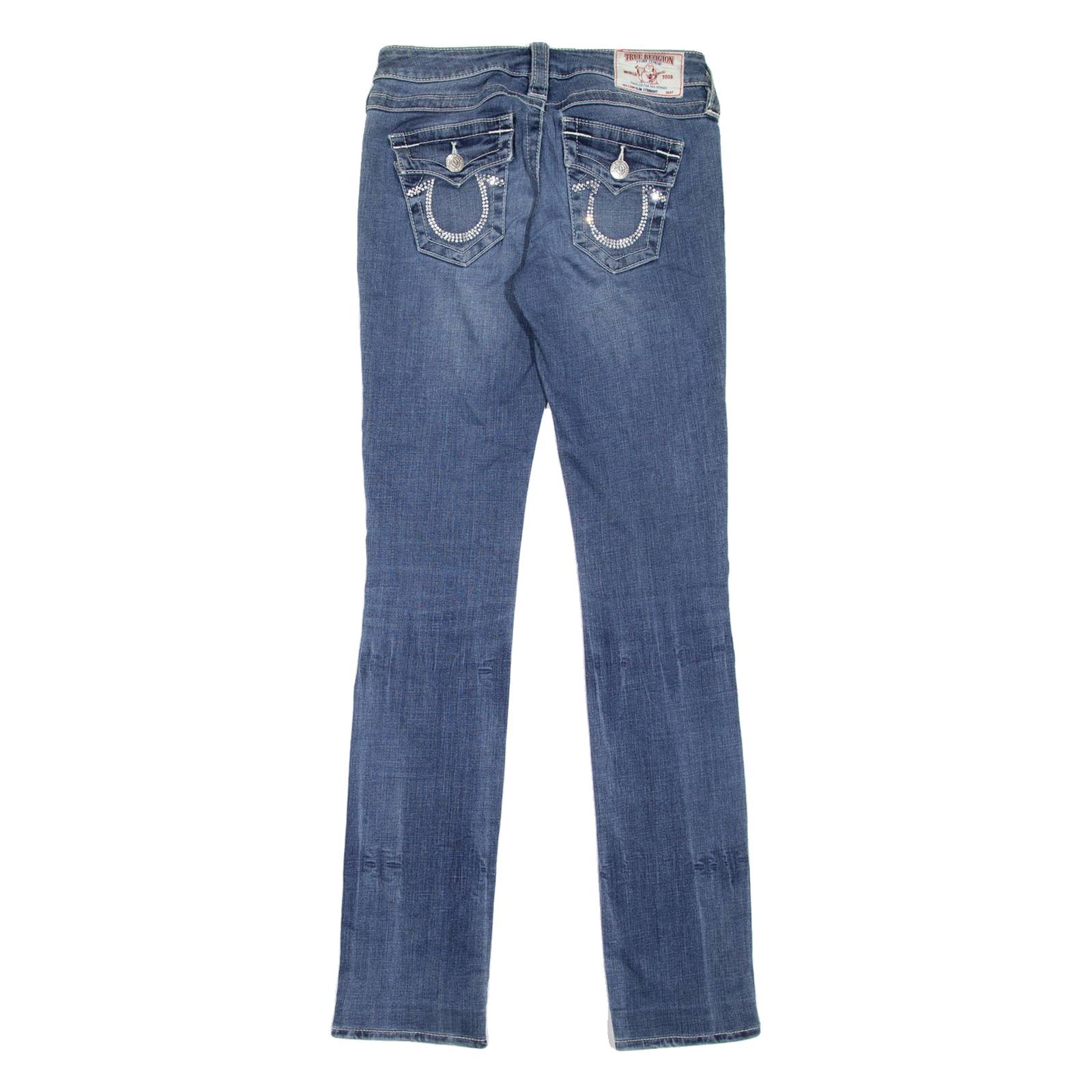 TRUE RELIGION Womens Jeans Blue Slim Straight Stone Wash W25 L32