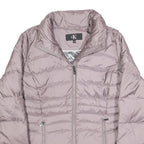 CALVIN KLEIN Womens Grey Pink Puffer Jacket S Polyester Zip Lightweight Warm
