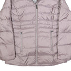 CALVIN KLEIN Womens Grey Pink Puffer Jacket S Polyester Zip Lightweight Warm