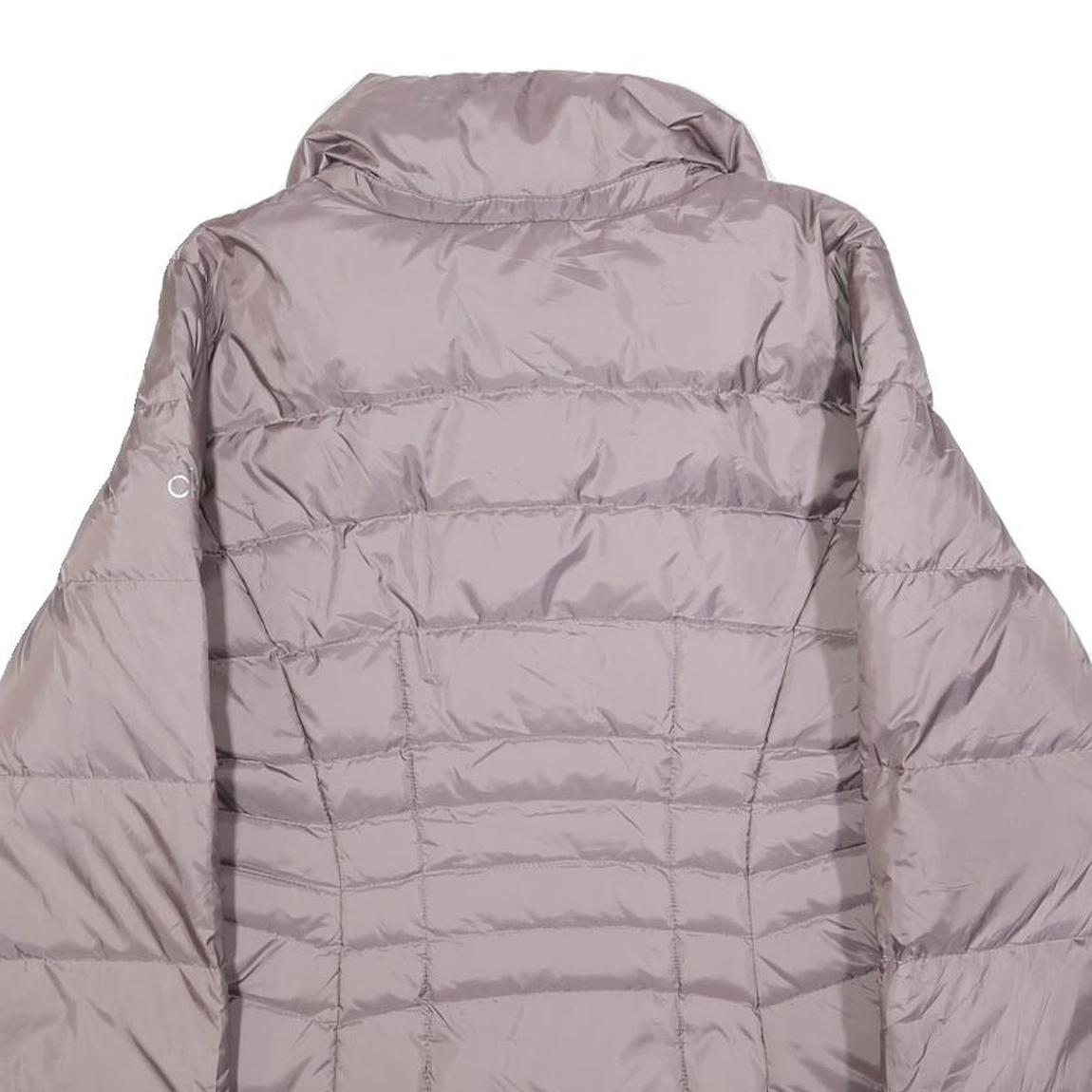 CALVIN KLEIN Womens Grey Pink Puffer Jacket S Polyester Zip Lightweight Warm
