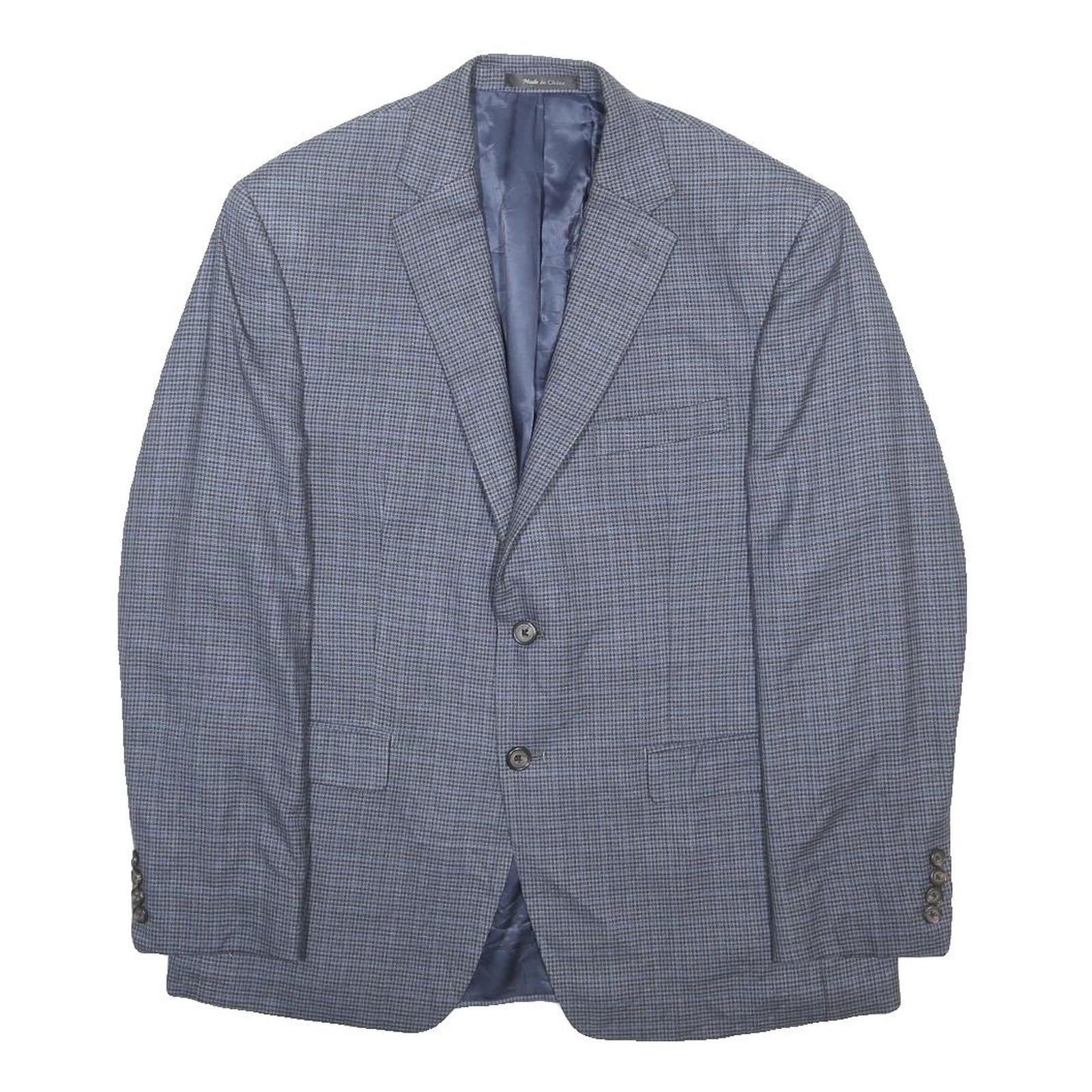 LAUREN RALPH LAUREN Mens Blue Check Jacket M Silk Blend Classic Button Closure