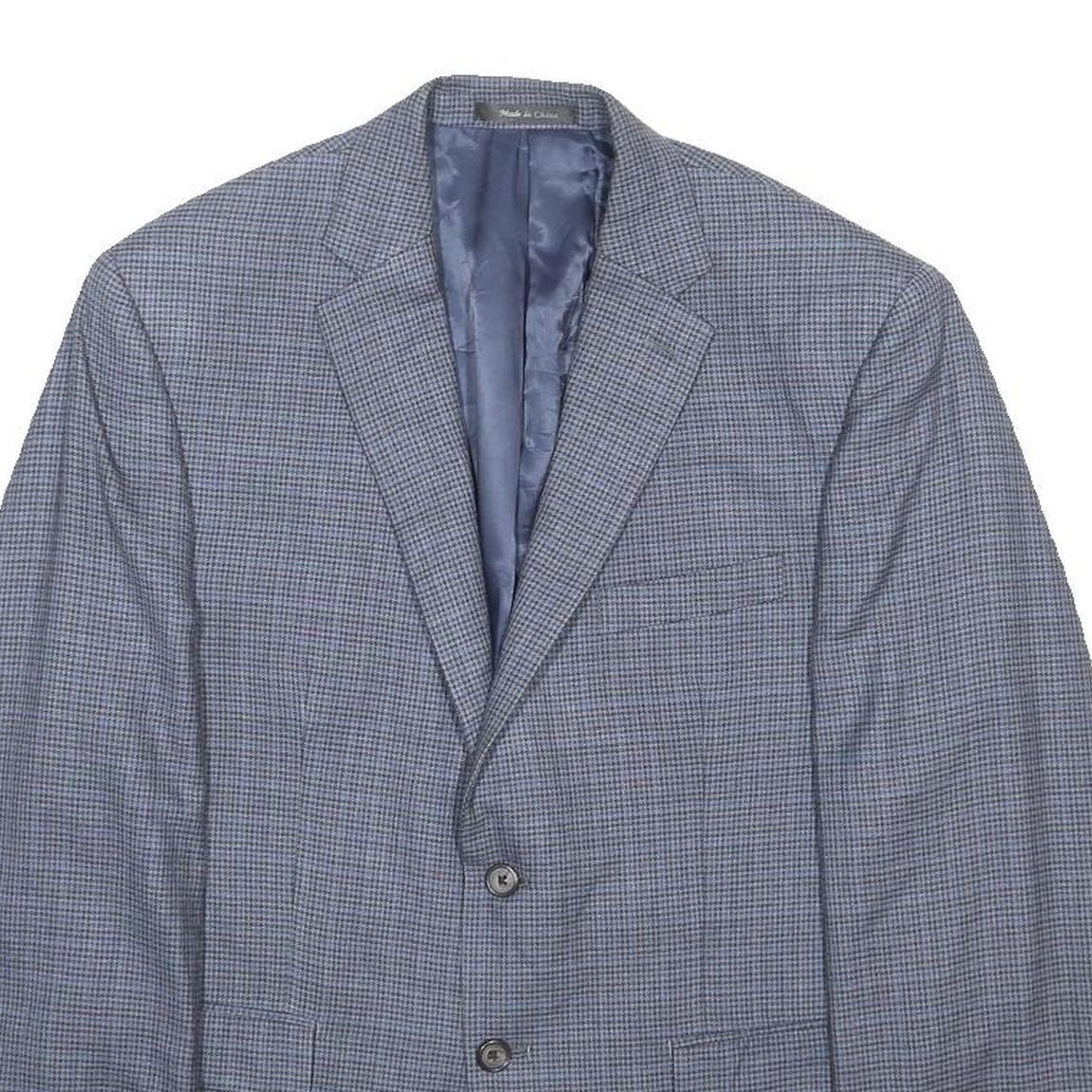 LAUREN RALPH LAUREN Mens Blue Check Jacket M Silk Blend Classic Button Closure