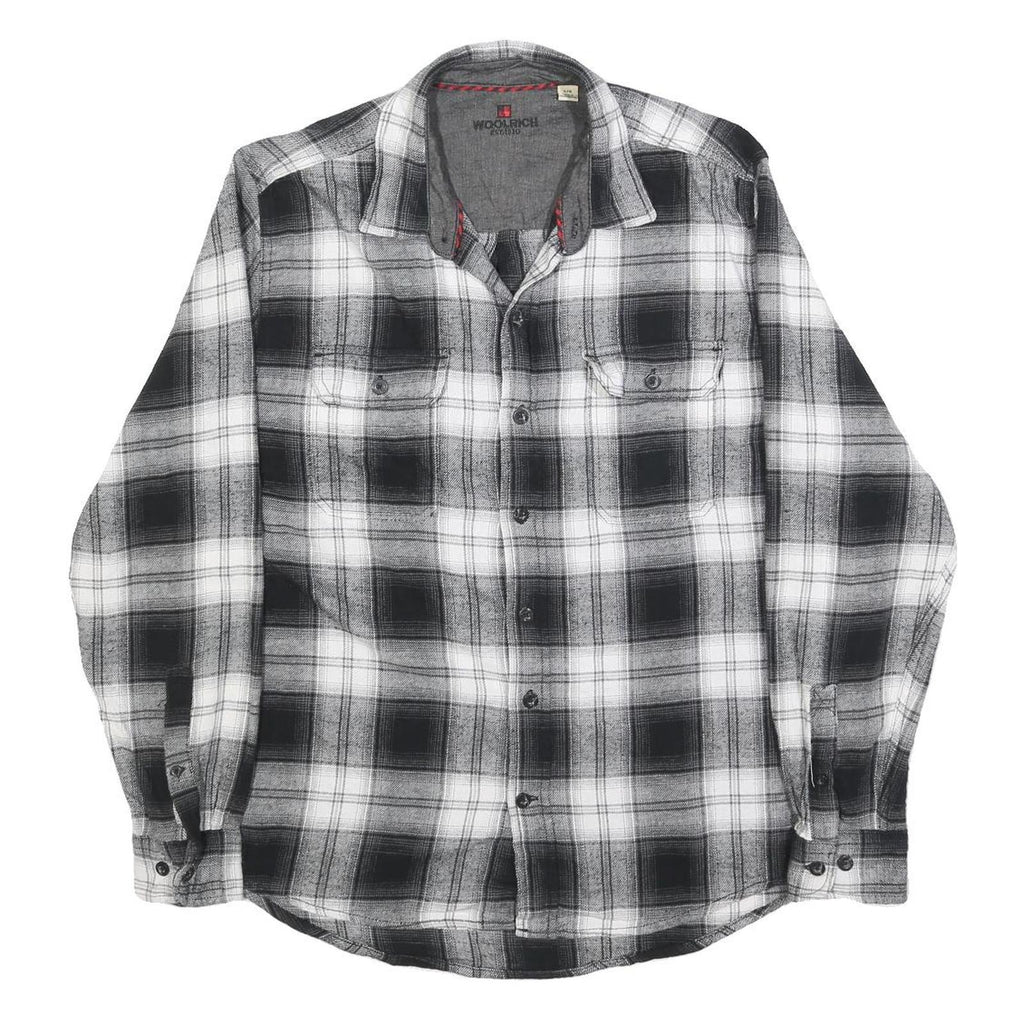 WOOLRICH Mens Black & White Check Shirt L Cotton Blend Long Sleeve Casual