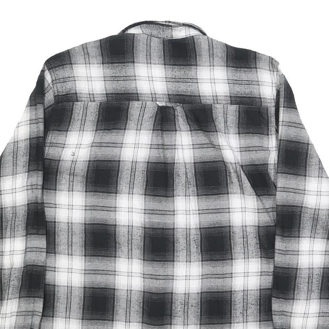 WOOLRICH Mens Black & White Check Shirt L Cotton Blend Long Sleeve Casual