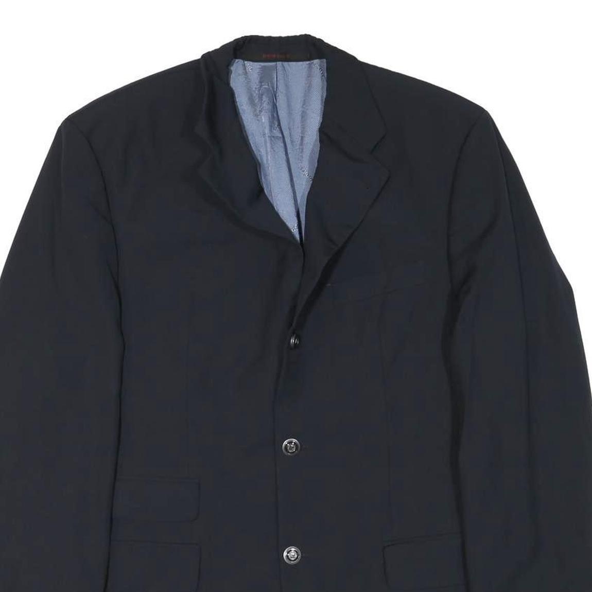 PIERRE CARDIN Mens Black Wool Blend Button Jacket M Tailored Plain Classic