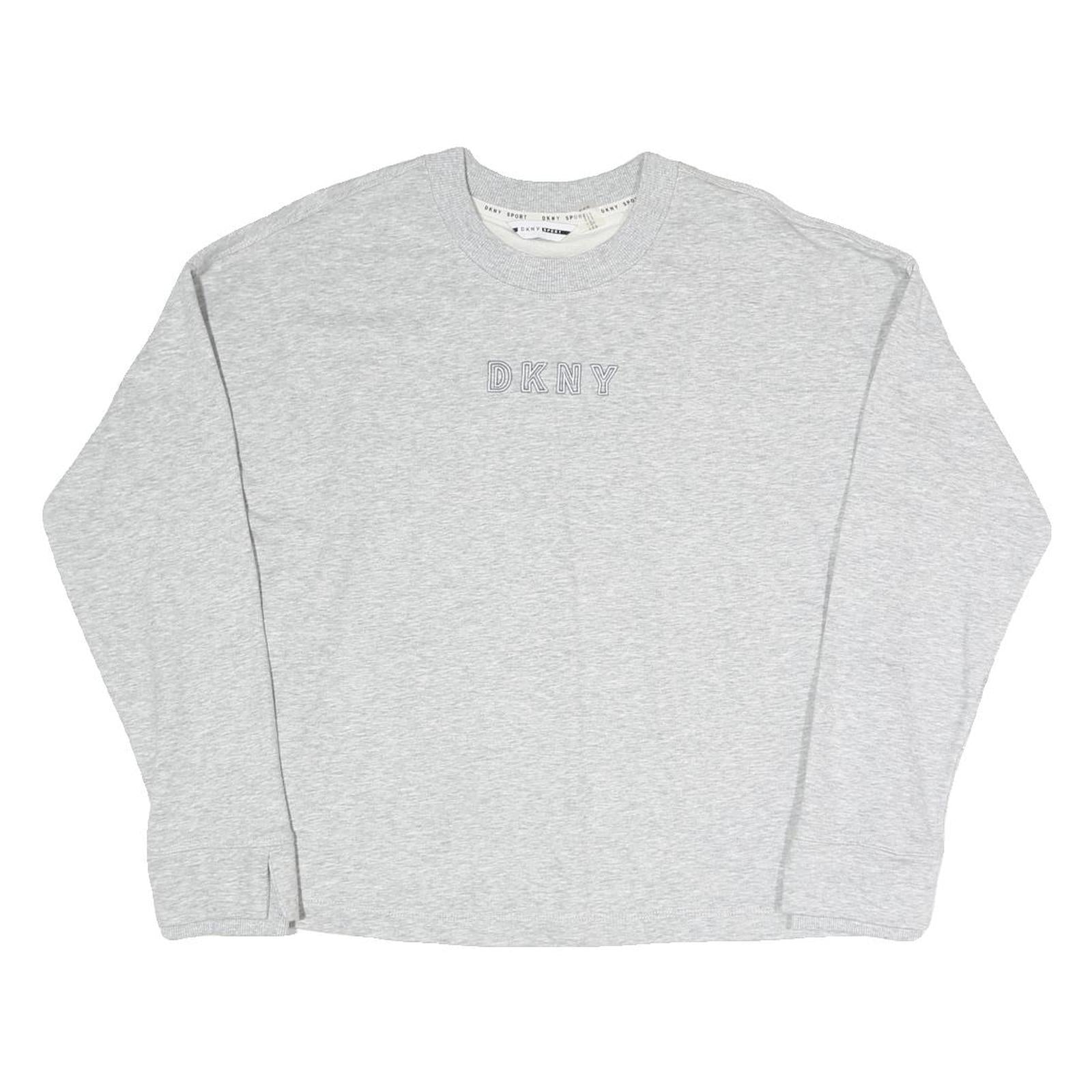 DKNY Womens Grey Cotton Blend Crew Neck Sweatshirt M Casual Pullover