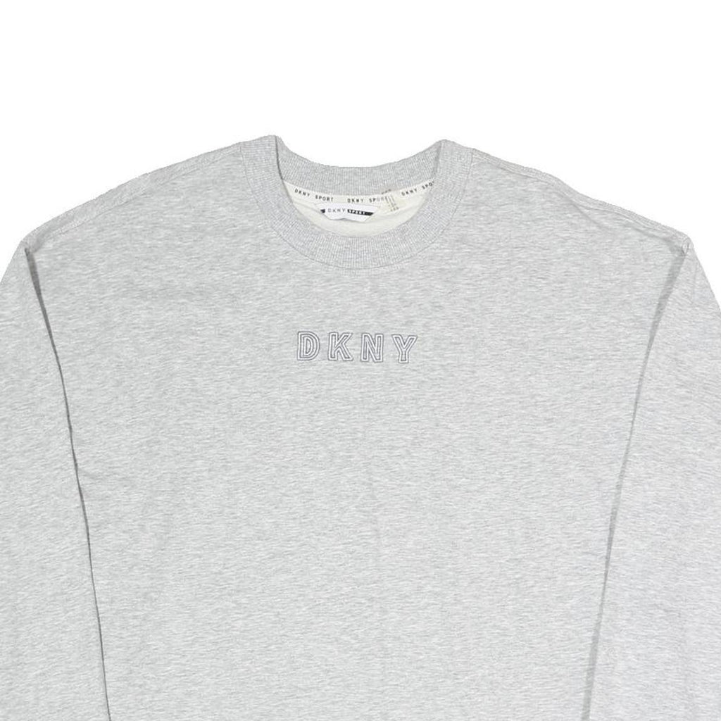 DKNY Womens Grey Cotton Blend Crew Neck Sweatshirt M Casual Pullover