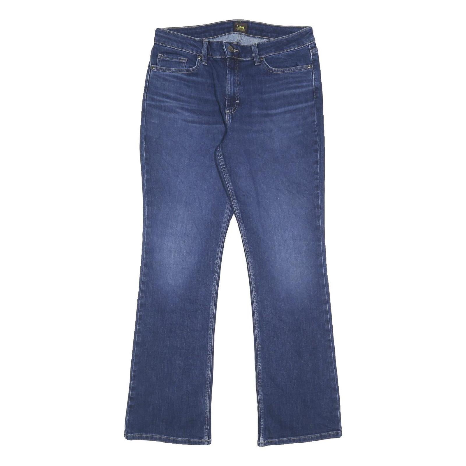 LEE Womens Regular Blue Denim Medium Jeans W32 L31 Classic Zip Pocket