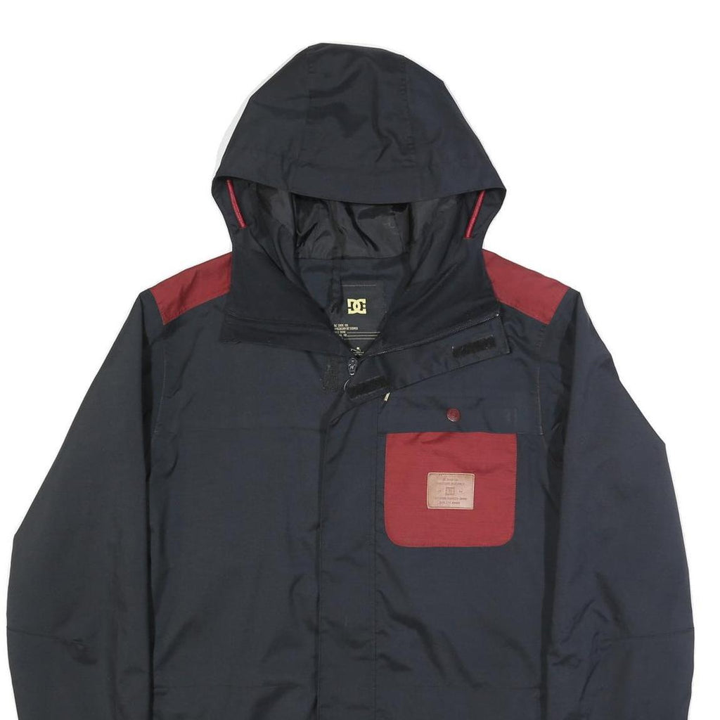 DC SHOES Mens Black & Burgundy Hooded Zip Jacket S Polyester Casual Outdoor