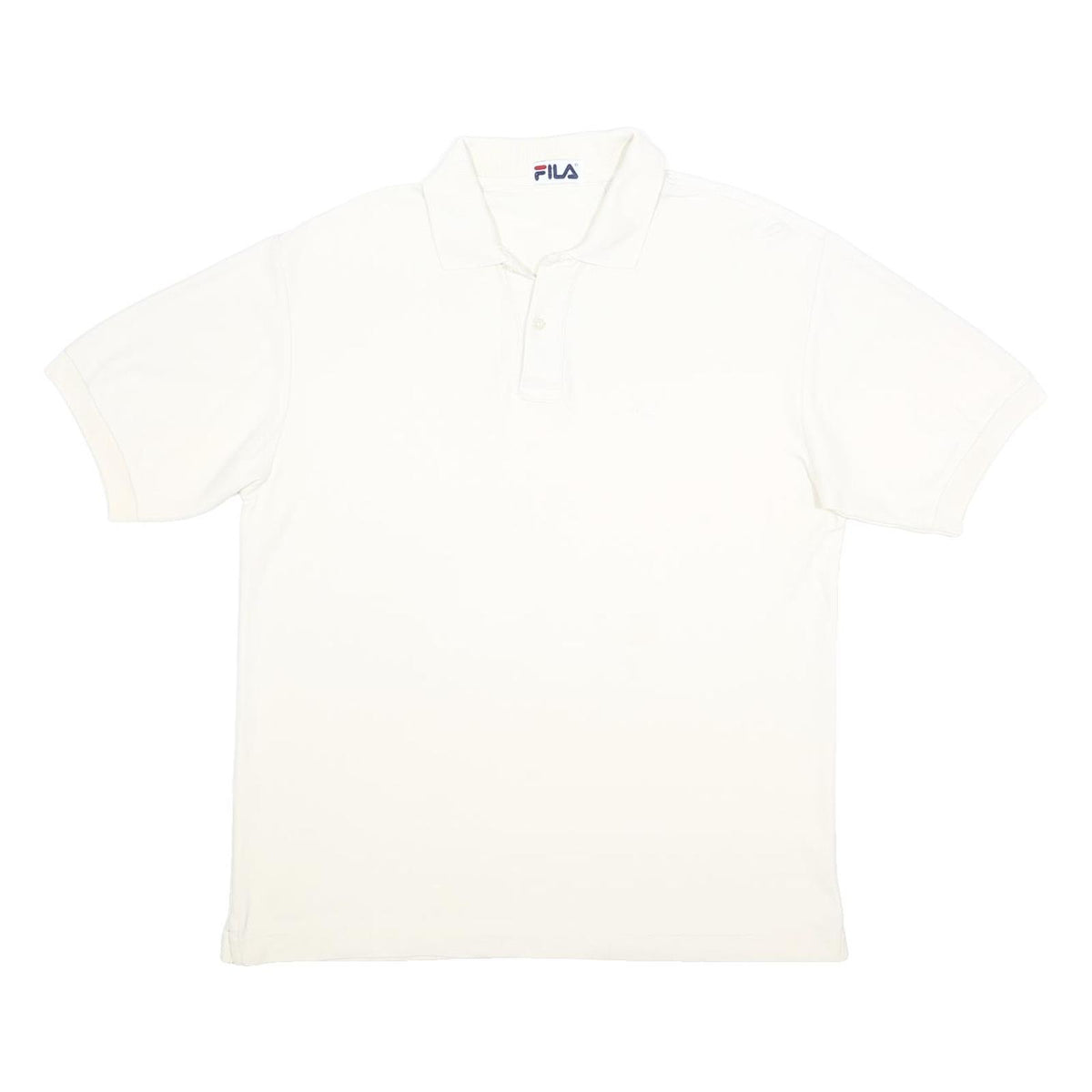 FILA Mens White Short Sleeve Plain Polo Shirt M Cotton Casual Basic