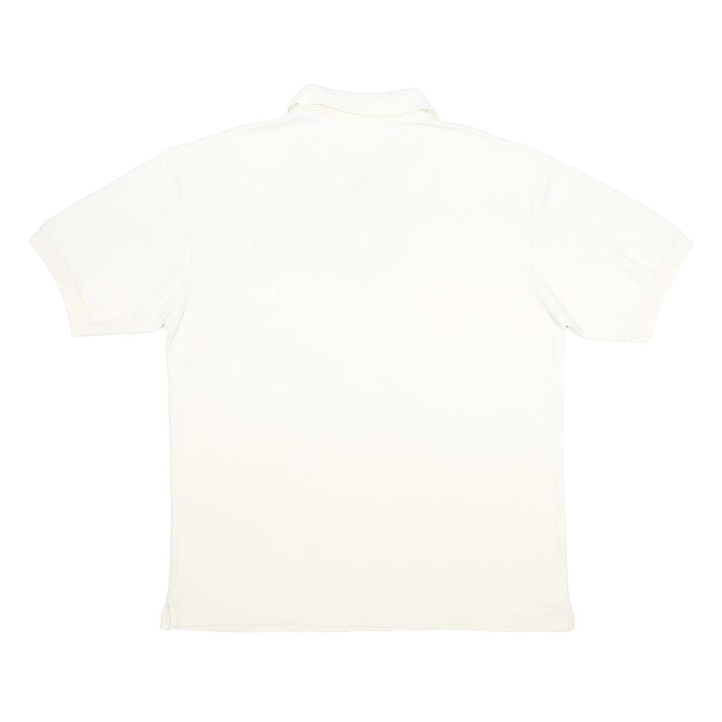 FILA Mens White Short Sleeve Plain Polo Shirt M Cotton Casual Basic