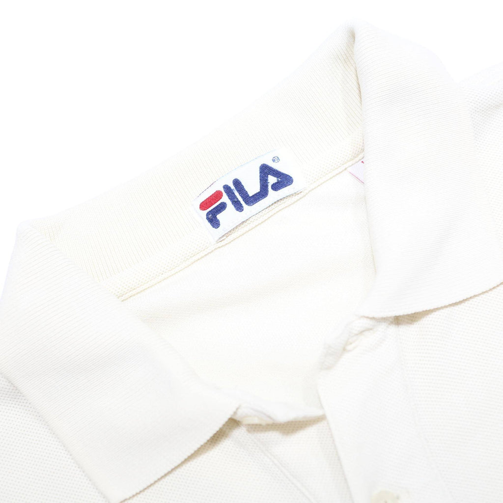 FILA Mens White Short Sleeve Plain Polo Shirt M Cotton Casual Basic