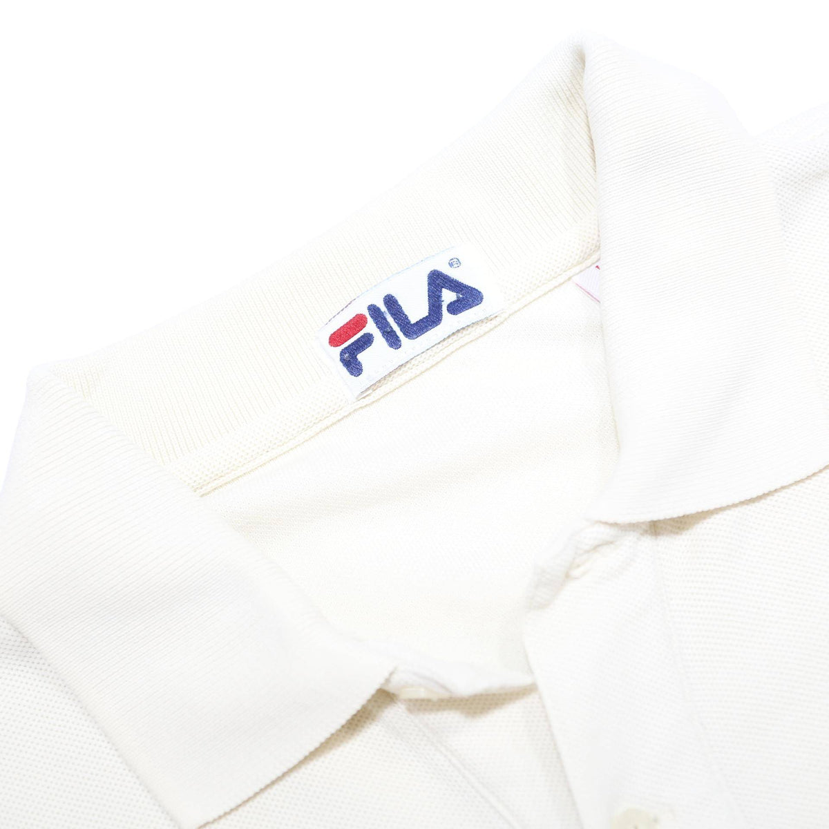 FILA Mens White Short Sleeve Plain Polo Shirt M Cotton Casual Basic