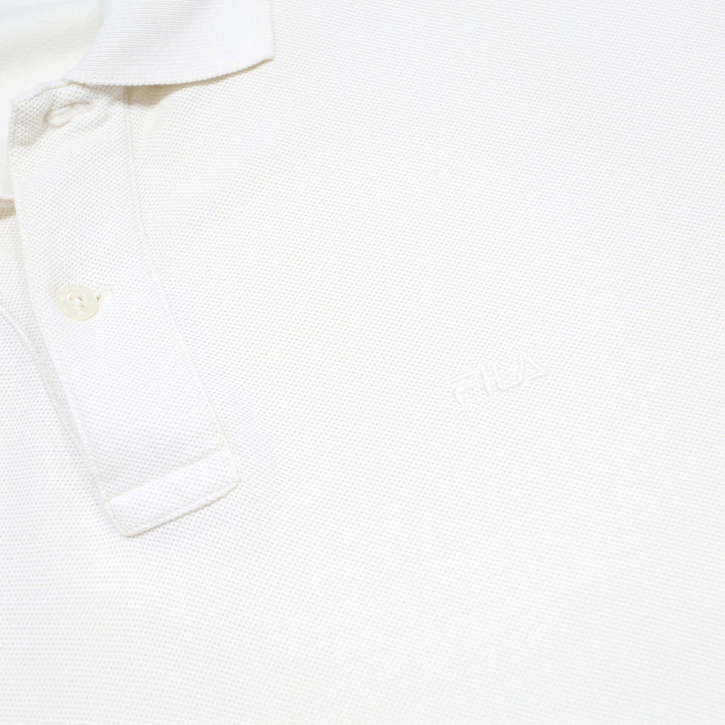 FILA Mens White Short Sleeve Plain Polo Shirt M Cotton Casual Basic
