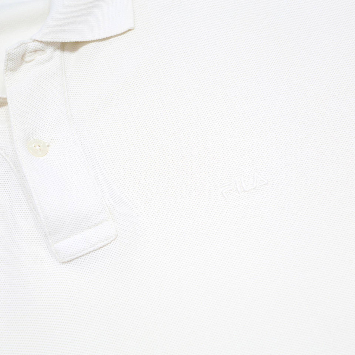 FILA Mens White Short Sleeve Plain Polo Shirt M Cotton Casual Basic