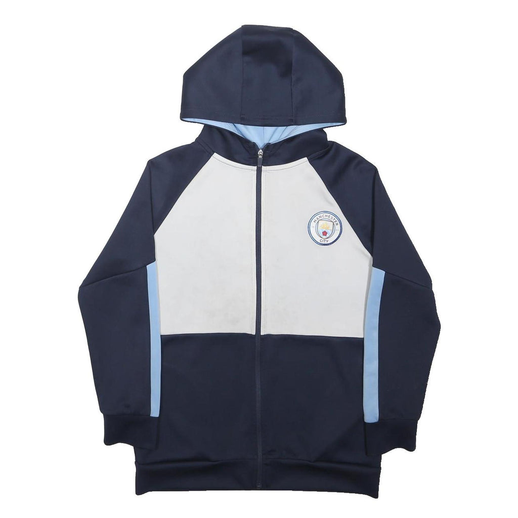 MANCHESTER CITY Boys Navy & White Hooded Cotton Blend Zip Jacket 12-13Y