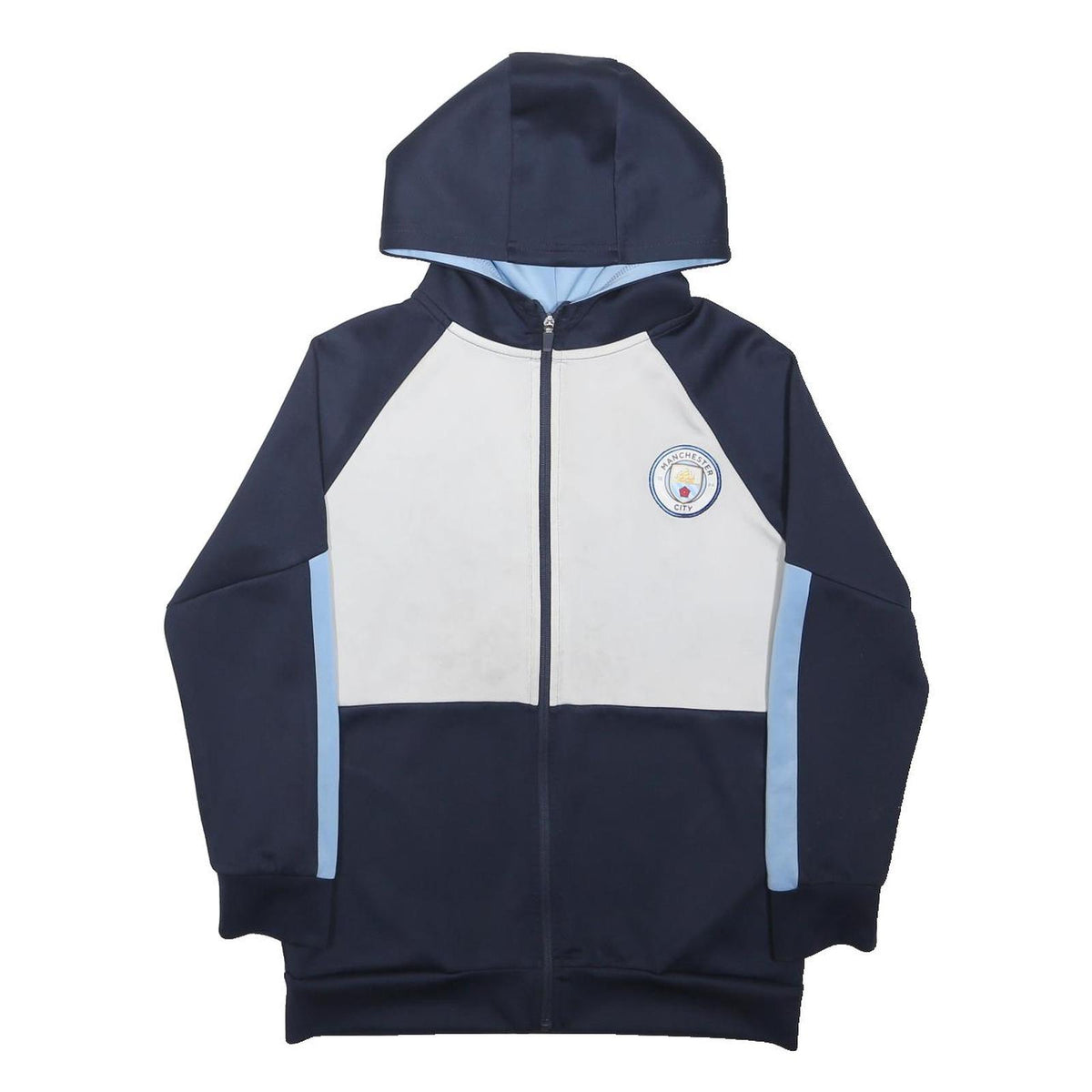 MANCHESTER CITY Boys Navy & White Hooded Cotton Blend Zip Jacket 12-13Y