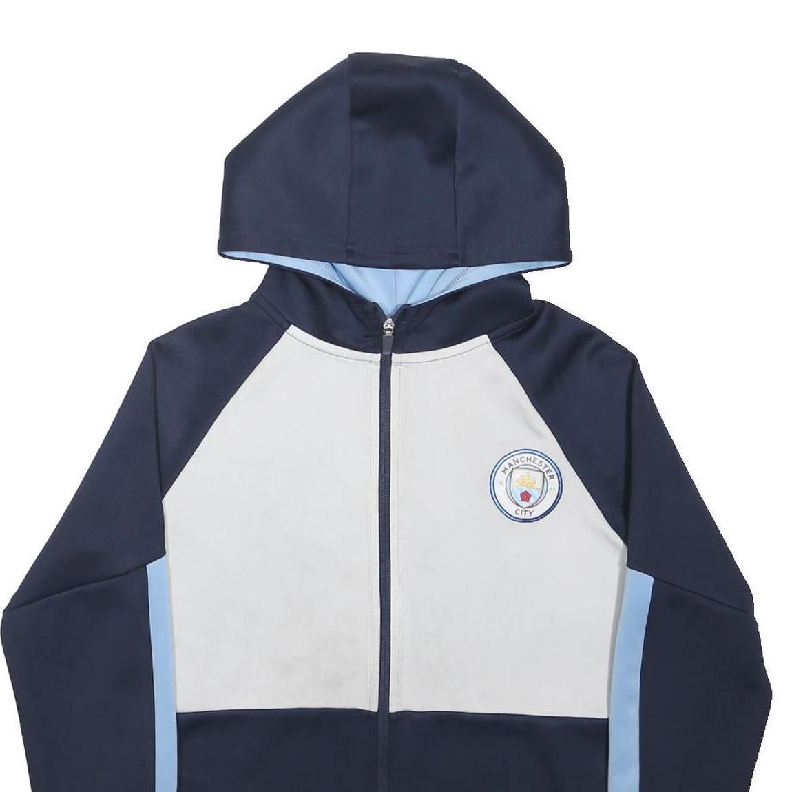 MANCHESTER CITY Boys Navy & White Hooded Cotton Blend Zip Jacket 12-13Y