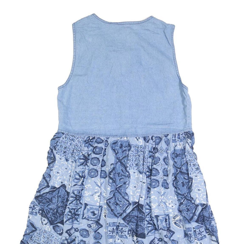 DAY IN DAY OUT Womens Blue Denim Patchwork Sleeveless Day Dress Cotton Blend S