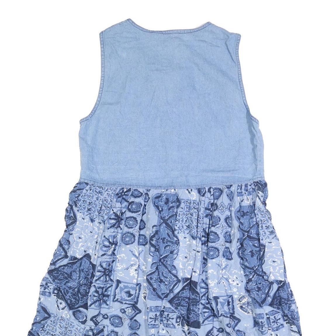 DAY IN DAY OUT Womens Blue Denim Patchwork Sleeveless Day Dress Cotton Blend S