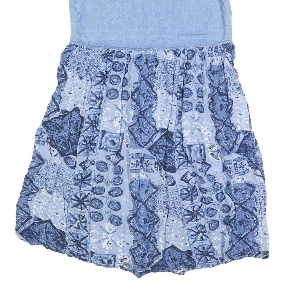 DAY IN DAY OUT Womens Blue Denim Patchwork Sleeveless Day Dress Cotton Blend S