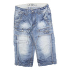 CINC Mens Cotton Blend Blue Denim Cargo Shorts M W32 Casual Summer Wear