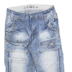 CINC Mens Cotton Blend Blue Denim Cargo Shorts M W32 Casual Summer Wear