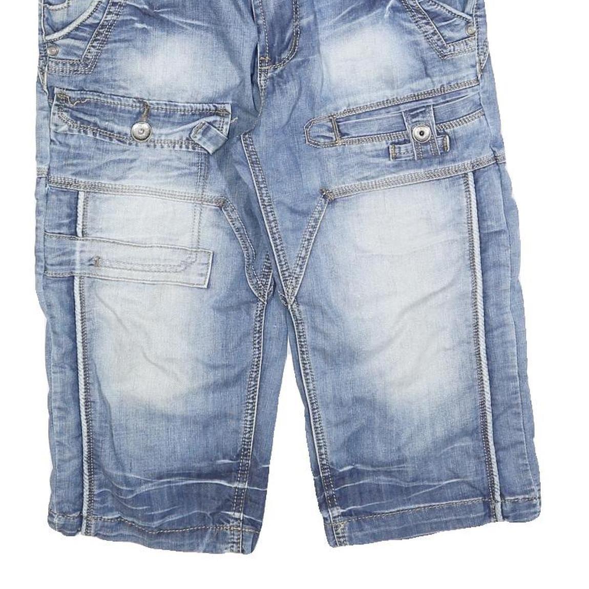 CINC Mens Cotton Blend Blue Denim Cargo Shorts M W32 Casual Summer Wear