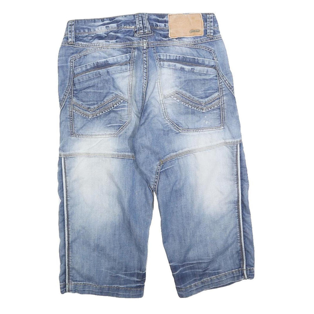 CINC Mens Cotton Blend Blue Denim Cargo Shorts M W32 Casual Summer Wear