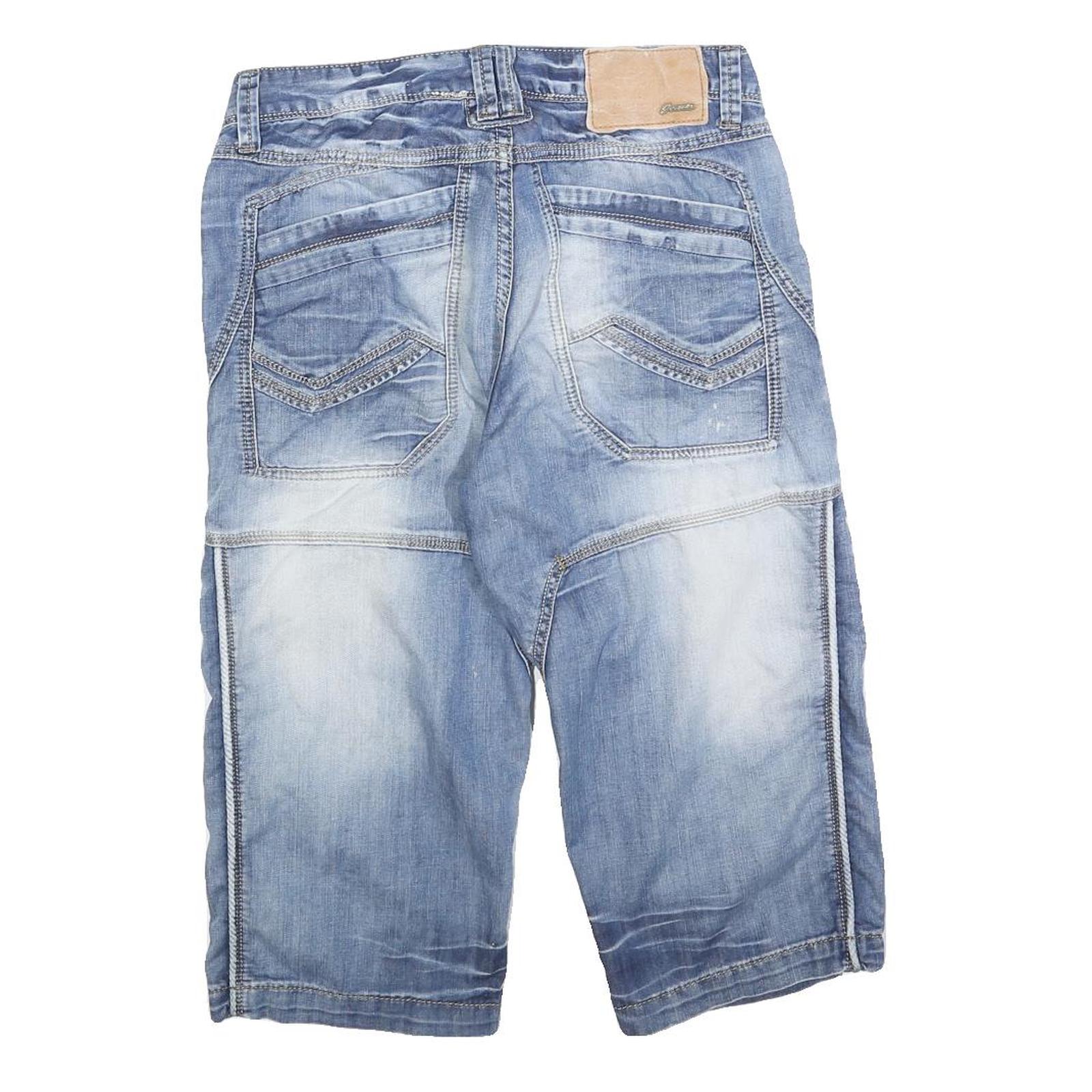 CINC Mens Cotton Blend Blue Denim Cargo Shorts M W32 Casual Summer Wear