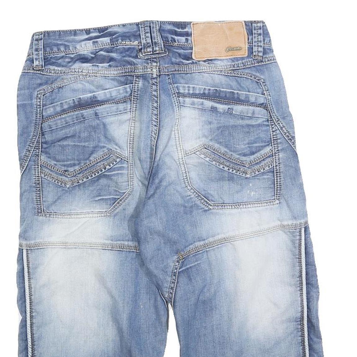 CINC Mens Cotton Blend Blue Denim Cargo Shorts M W32 Casual Summer Wear