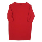 MAX&CO Womens Red Shift Dress Polyester Blend 3/4 Sleeve L Classic Elegant