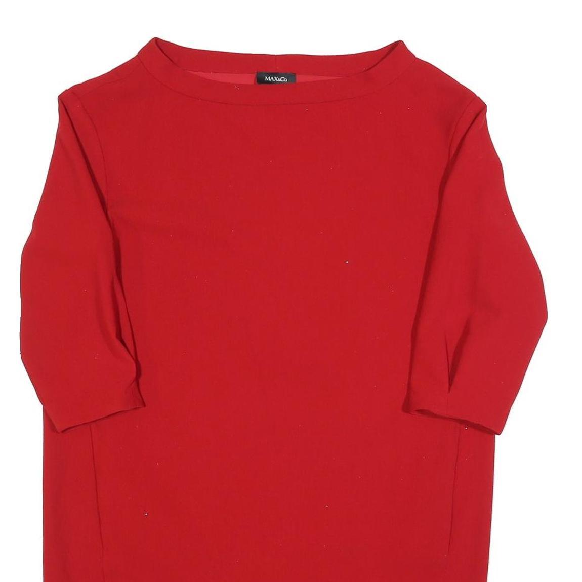 MAX&CO Womens Red Shift Dress Polyester Blend 3/4 Sleeve L Classic Elegant