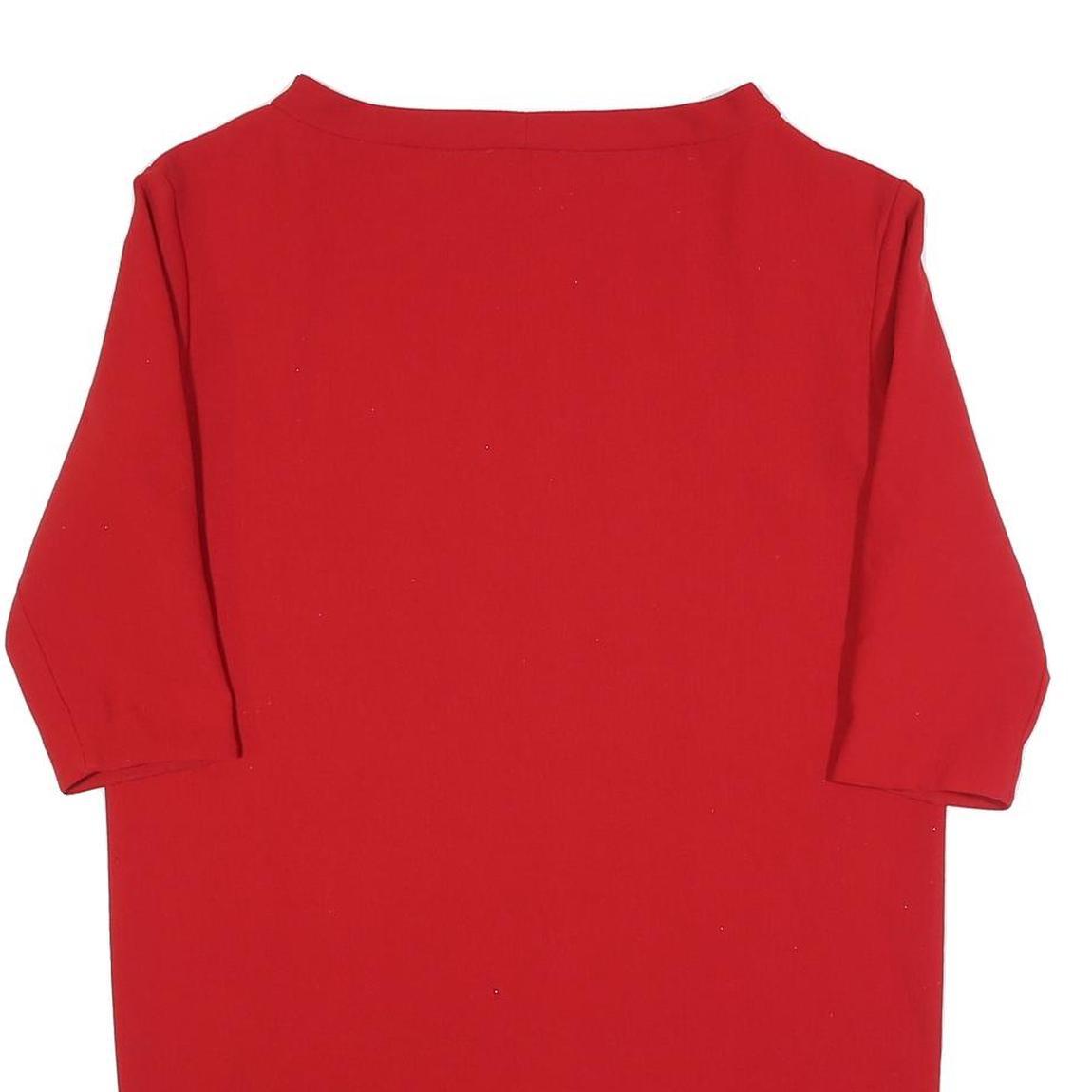 MAX&CO Womens Red Shift Dress Polyester Blend 3/4 Sleeve L Classic Elegant