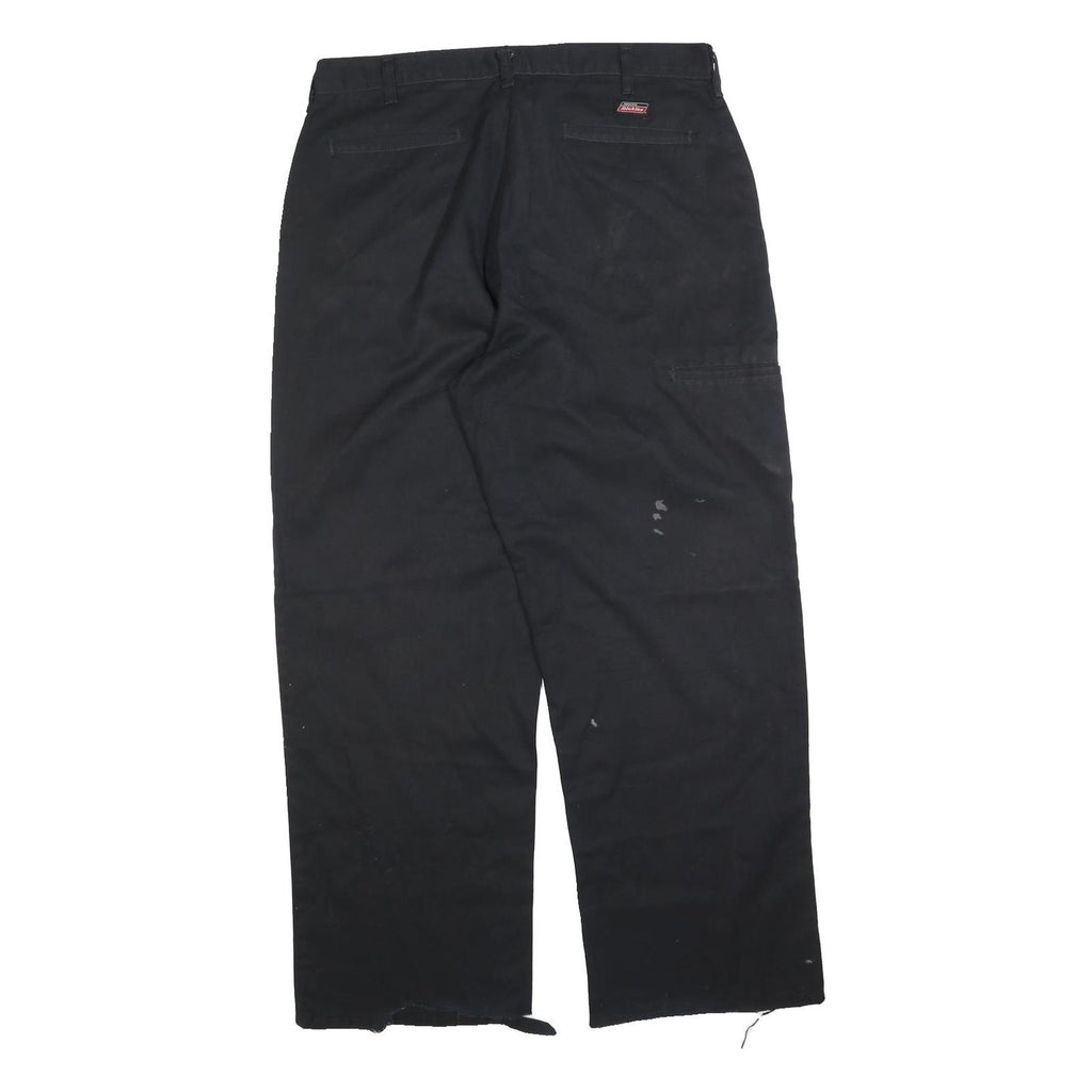 DICKIES Mens Regular Black Cotton Blend Trousers W36 L32 Workwear Zip Closure
