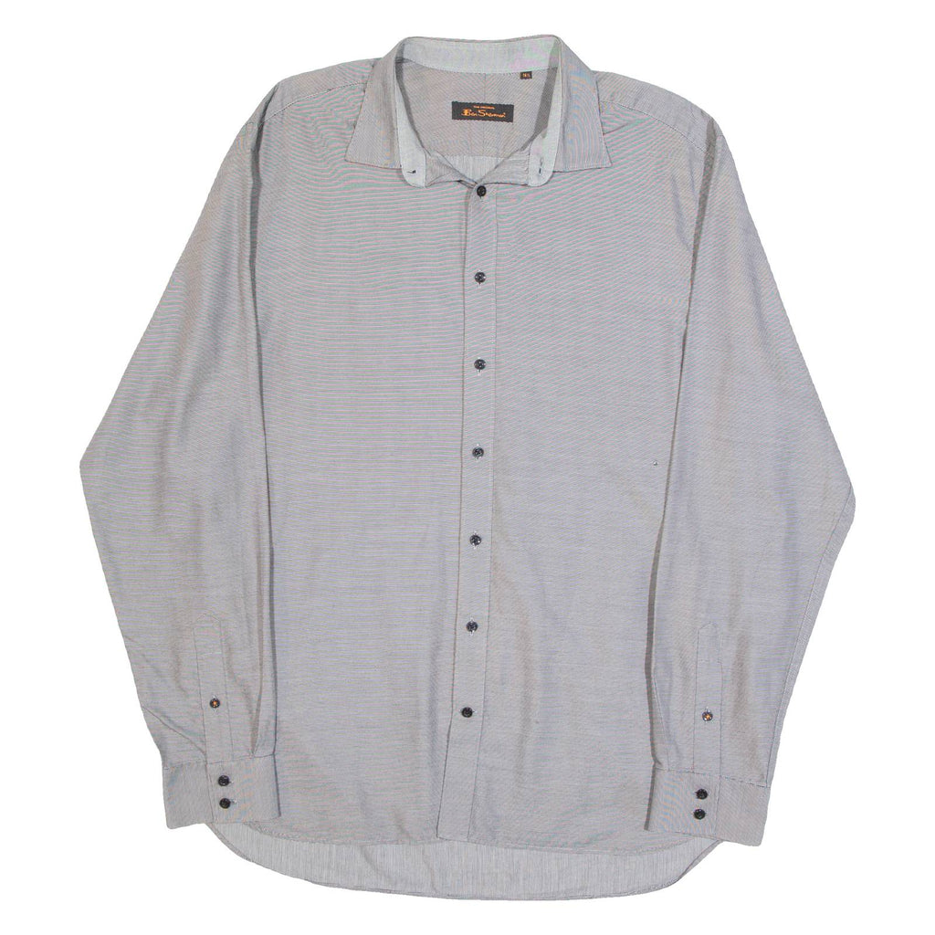 BEN SHERMAN Mens Plain Shirt Grey Long Sleeve XXS