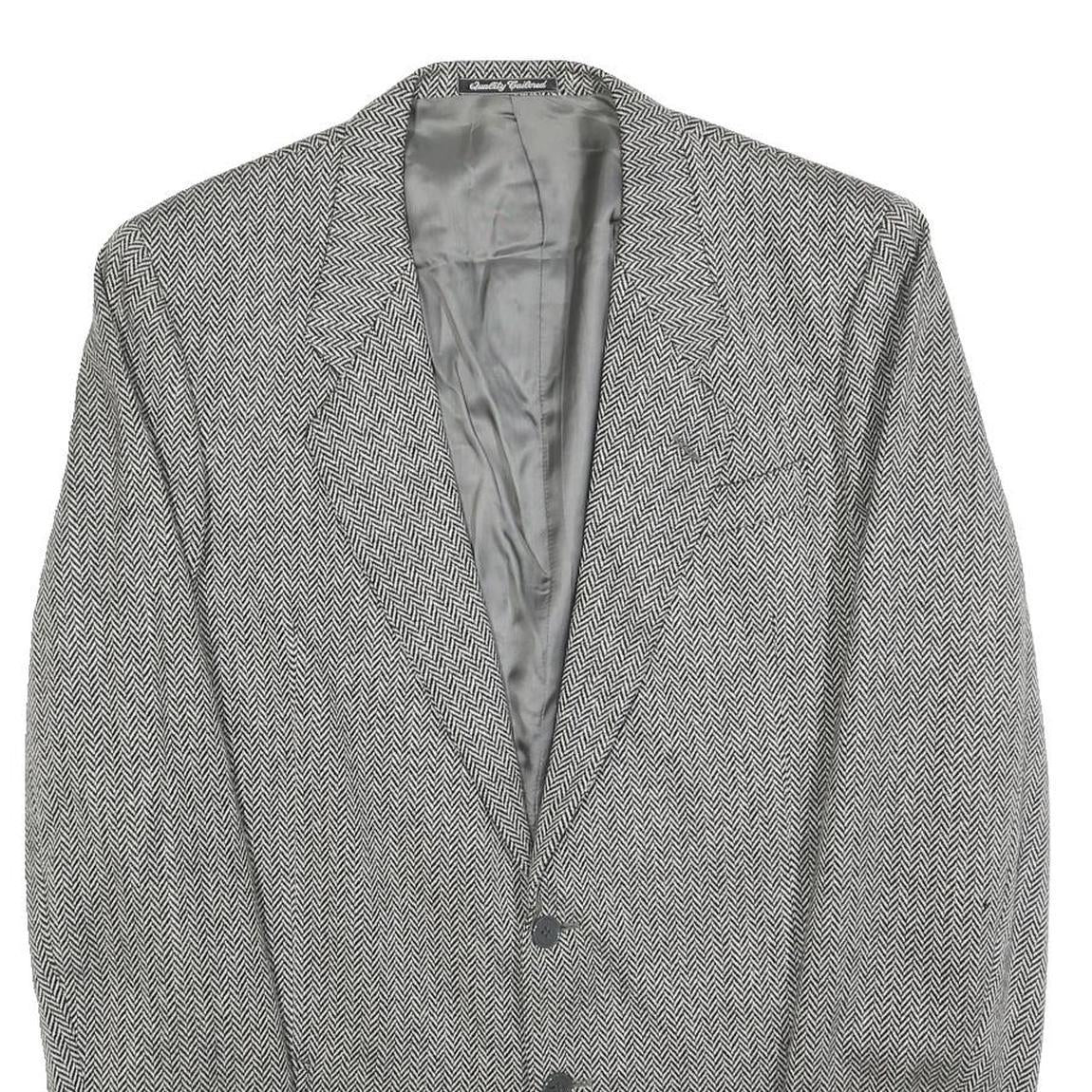 REDI Mens Black & White Classic Jacket M Cashmere Blend Herringbone Pattern