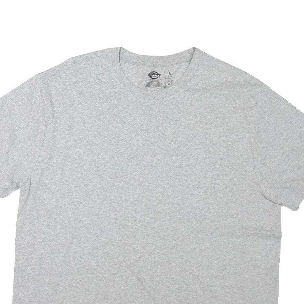 DICKIES Mens Grey Crew Neck L Sleeve Cotton Blend Plain T-Shirt