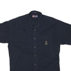CHAPS RALPH LAUREN Mens Navy Blue Cotton Blend Shirt M Button Down Embroidered