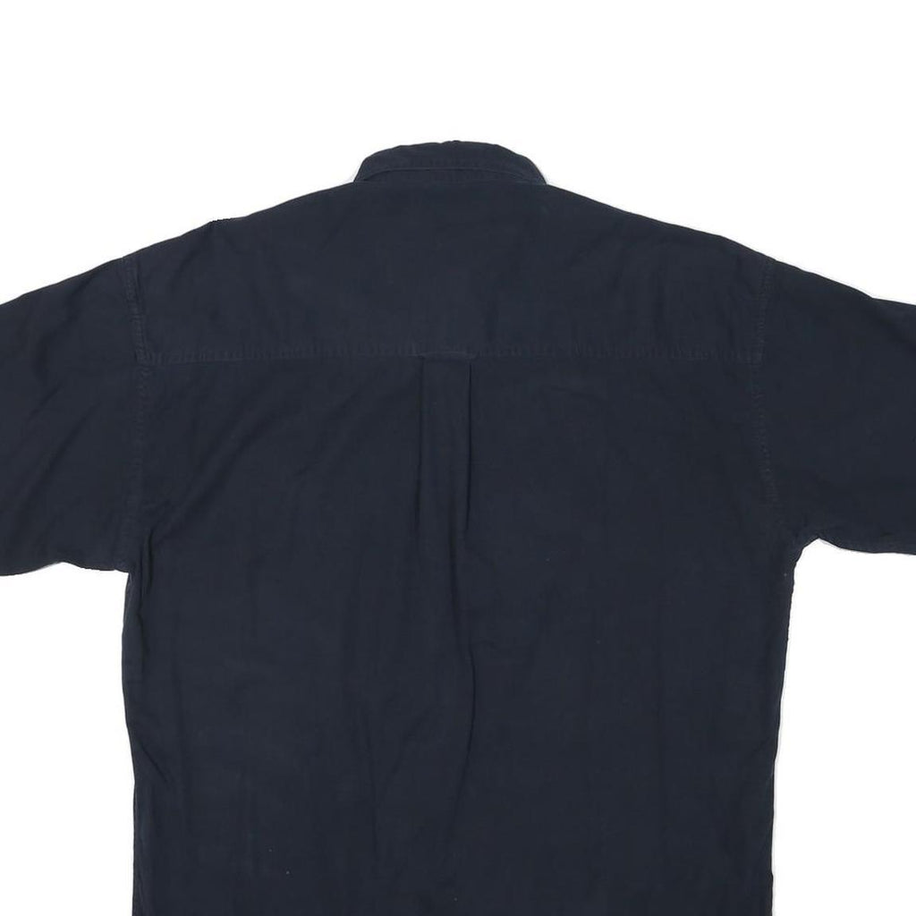 CHAPS RALPH LAUREN Mens Navy Blue Cotton Blend Shirt M Button Down Embroidered