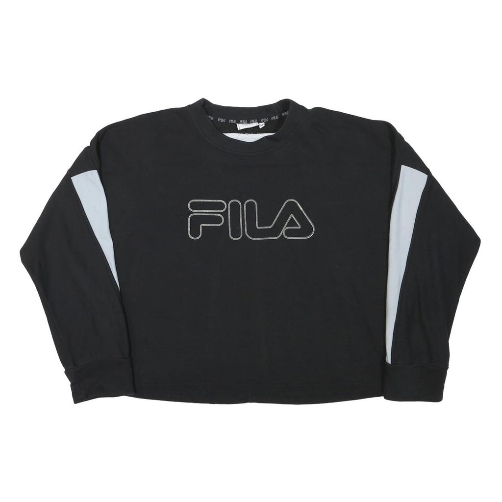 FILA Womens Black & Grey Logo Crew Neck M Sweatshirt Cotton Blend Casual