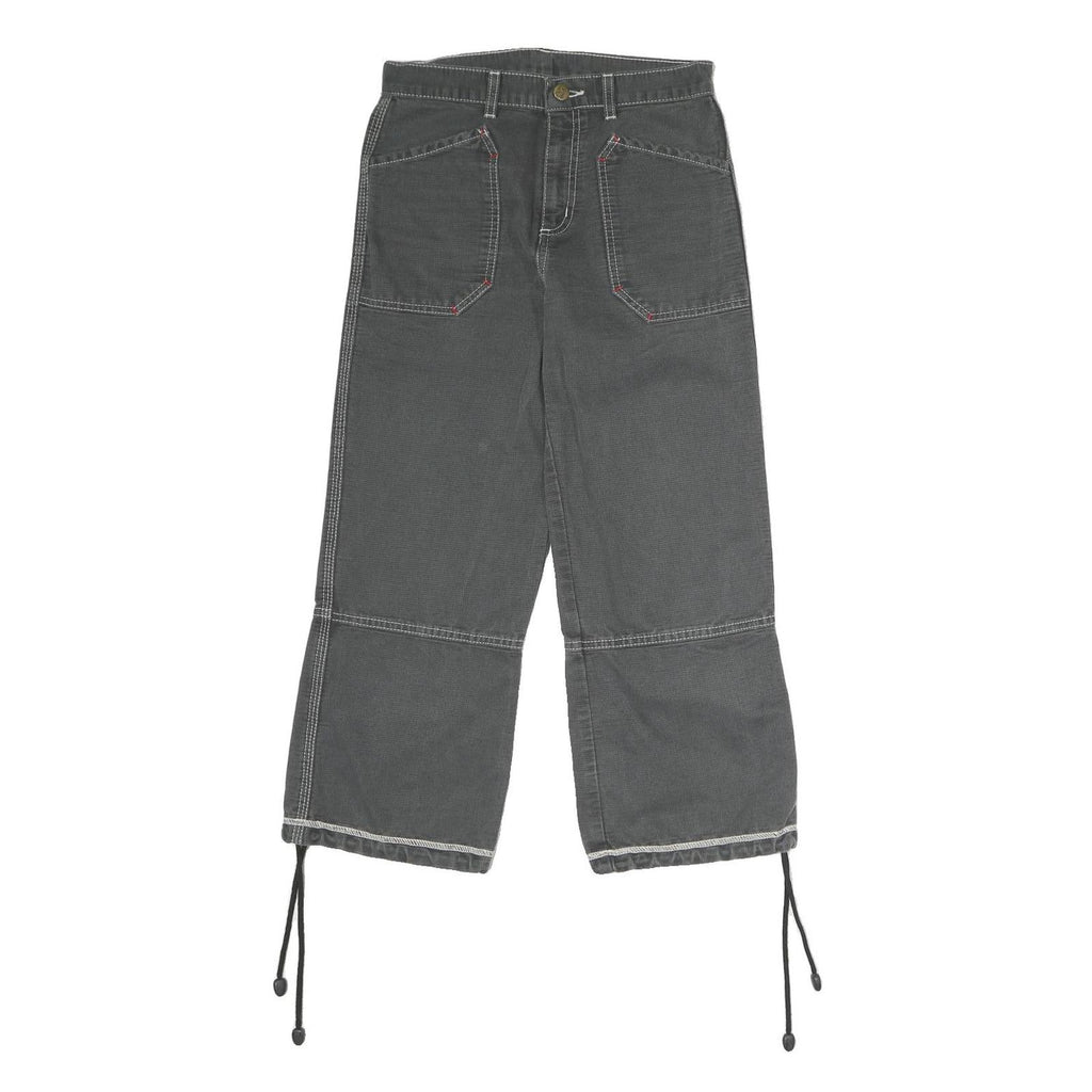 LEE Mens Cotton Blend Black Regular Straight Trousers W26 L23 Workwear Zip
