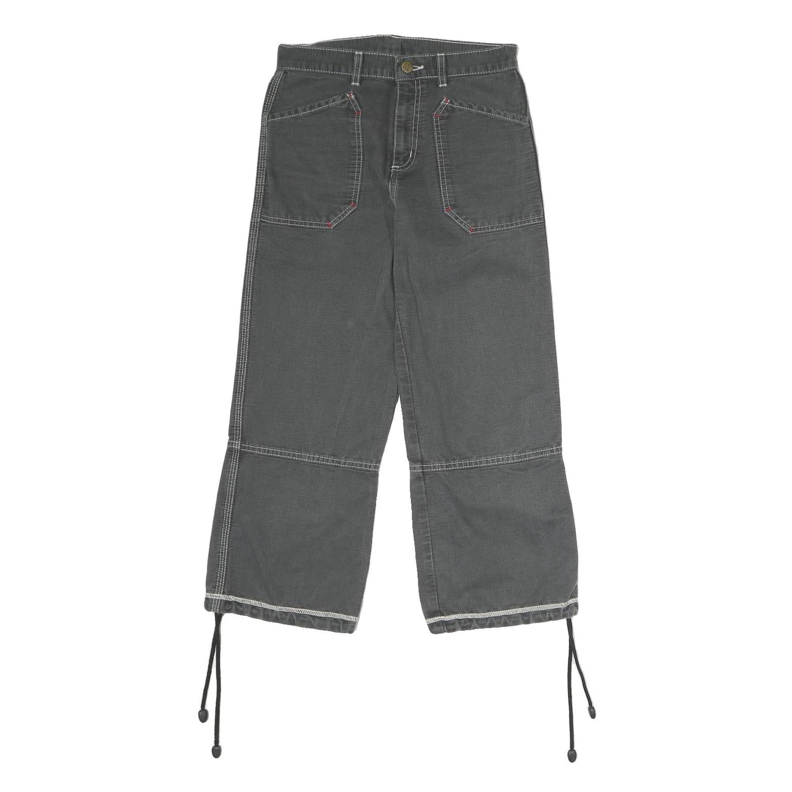 LEE Mens Cotton Blend Black Regular Straight Trousers W26 L23 Workwear Zip