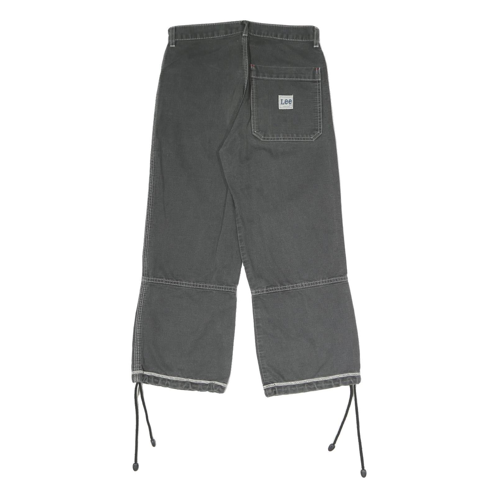 LEE Mens Cotton Blend Black Regular Straight Trousers W26 L23 Workwear Zip