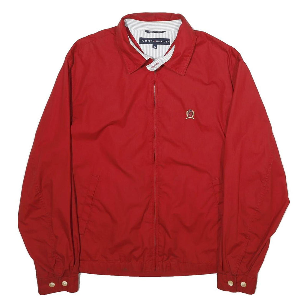 TOMMY HILFIGER Mens Red Classic Zip Jacket M Polyester Collar Logo