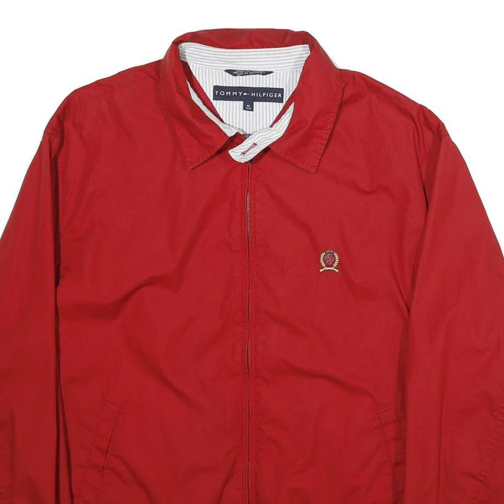 TOMMY HILFIGER Mens Red Classic Zip Jacket M Polyester Collar Logo