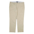 TOMMY HILFIGER Mens Cotton Beige Regular Straight Trousers W34 L30 Casual